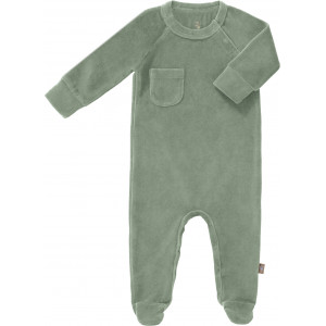 Pyjama bébé avec pieds en coton bio Velours "Vert Forêt" Fresk