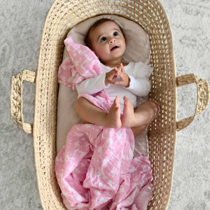 Coffret de 4 maxi-langes bébé en mousseline de coton "Ma fleur" Aden Anais