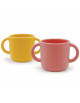 Tasses bébé à anses en silicone "Coral/Mimosa" (x2) - Outlet