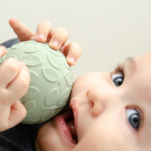 Balles bébé sensorielles en hevea "Feuillage Green" (x2) Natruba