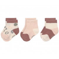 Chaussettes bébé (12-24 mois) en coton bio "Rose/Ecru" (x3)