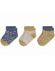 Chaussettes bébé (4-12 mois) en coton bio "Curry/Bleu" (x3)
