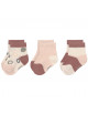 Chaussettes bébé (4-12 mois) en coton bio "Rose/Ecru" (x3)