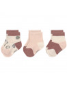 Chaussettes bébé (4-12 mois) en coton bio "Rose/Ecru" (x3)