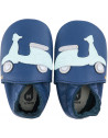 Chaussons bébé en cuir Soft Sole "Scooter Navy"