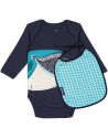 Set body + bavoir en coton bio "Mibo Baleine"