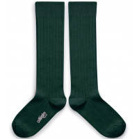 Chaussettes hautes enfant en coton "Vert Forêt"