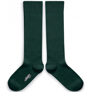 Chaussettes hautes enfant en coton égyptien "Vert Forêt" Collegien