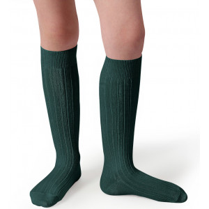 Chaussettes hautes enfant en coton égyptien "Vert Forêt" Collegien