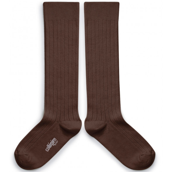 Chaussettes hautes enfant en coton "Chocolat au Lait"