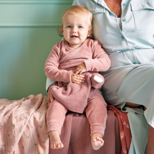 Pantalon bébé en coton bio Velours "Rose Pâle" Fresk