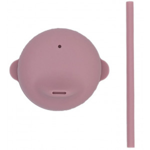 Bec anti-fuite + mini paille pour gobelet en silicone "Rose Poudré" We Might be Tiny