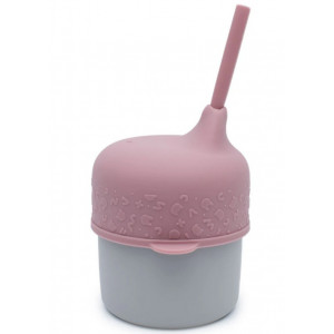 Bec anti-fuite + mini paille pour gobelet en silicone "Rose Poudré" We Might be Tiny