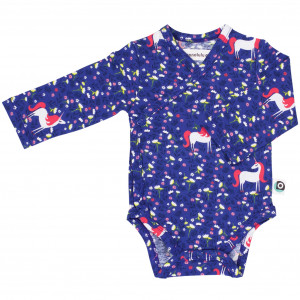 Body bébé fille manches longues kimono en jersey de coton bio "Licorne" Onnolulu