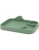 Assiette Plateau à compartiment anti-dérapante en silicone "Deer Friends Vert"