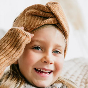 Bandeau enfant fille en laine Mérinos "Fleur de lavande" (2-10 ans) Collégien