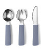Set de 3 couverts enfant en silicone et inox "Bleu" (12 mois et +)