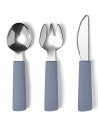 Set de 3 couverts enfant en silicone et inox "Bleu" (12 mois et +)