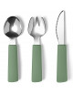 Set de 3 couverts enfant en silicone et inox "Sauge" (12 mois et +)