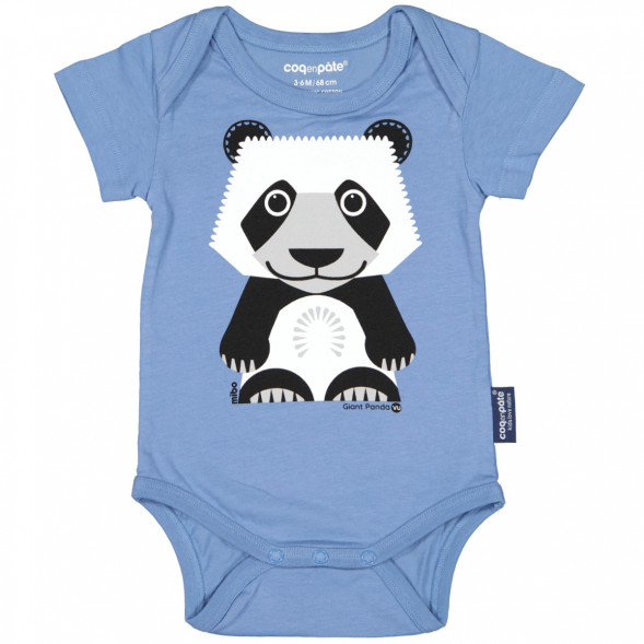 Body manches courtes en coton bio "Mibo Panda Bleuet"