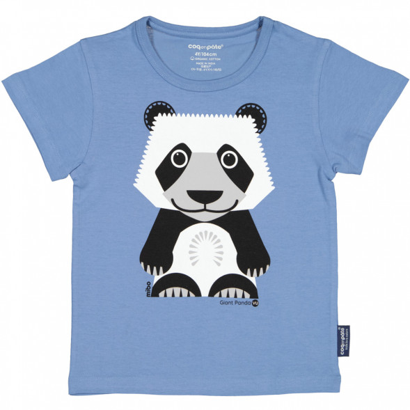 T-shirt manches courtes en coton bio "Mibo Panda Bleuet"