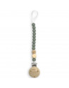 Attache tétine en perles de silicone avec clip en bois Elephant Gravé "Vert Sauge Foncé" Chewies & More