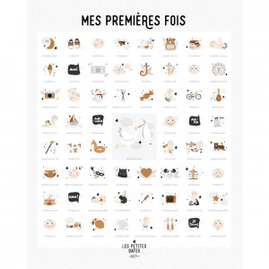 Affiche de naissance "Mes premières fois" avec tampon et encrier Les Petits Dates