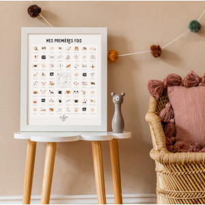 Affiche de naissance "Mes premières fois" avec tampon et encrier Les Petits Dates