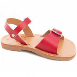Sandales fille en cuir Egée "Rouge" Poppée