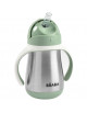 Tasse d'apprentissage isotherme à paille anti-fuite en inox "Vert Sauge" (250ml)