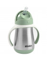 Tasse d'apprentissage isotherme à paille anti-fuite en inox "Vert Sauge" (250ml)