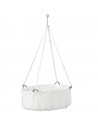 Berceau suspendu en coton bio avec matelas et sangles courtes Classic "Blanc"