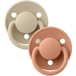 Tétines BIBS physiologiques en silicone DE LUX " Vanille/Pêche" (x2) (0-3 ans)