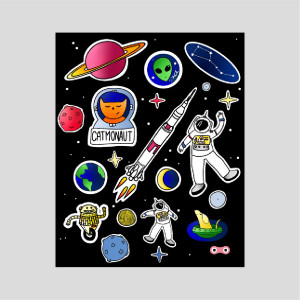 Stickers réflechissants pour vélo et accessoires "Espace" Rainette