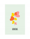 Carte Postale BIENVENUE "Tige Coeurs Roses"