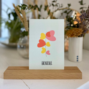 Carte Postale naissance BIENVENUE "Tige Coeurs Roses" Mapa-Chali