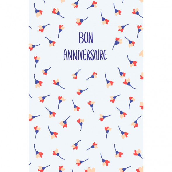 Carte Postale BON ANNIVERSAIRE "Fleurs de Coeurs Bleus"