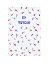 Carte Postale BON ANNIVERSAIRE "Fleurs de Coeurs bleus"  Mapa-Chali