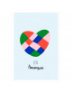 Carte Postale BON ANNIVERSAIRE "Coeur Patchwork Vert"